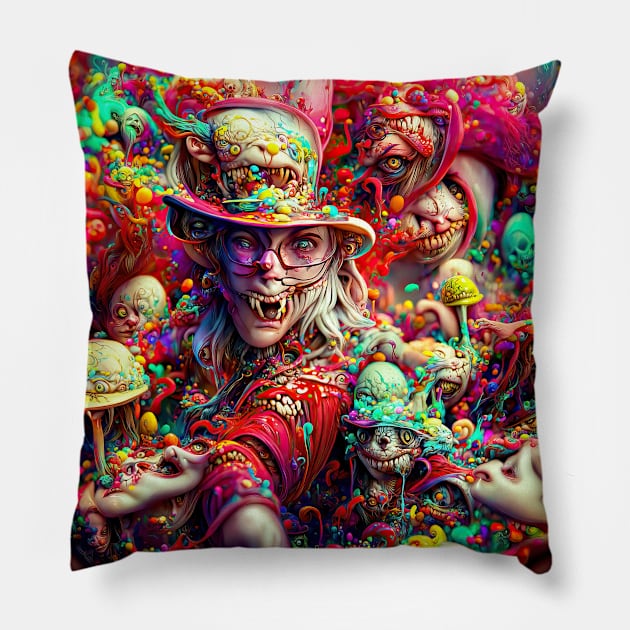 Fear And Loathing In Wonderland #65 Pillow by aetherialdnb