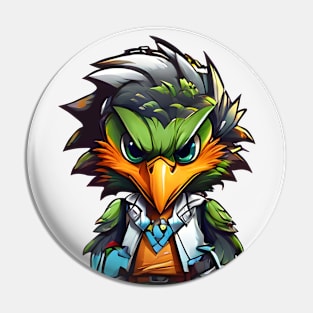 hawk cartoon gamer Pin