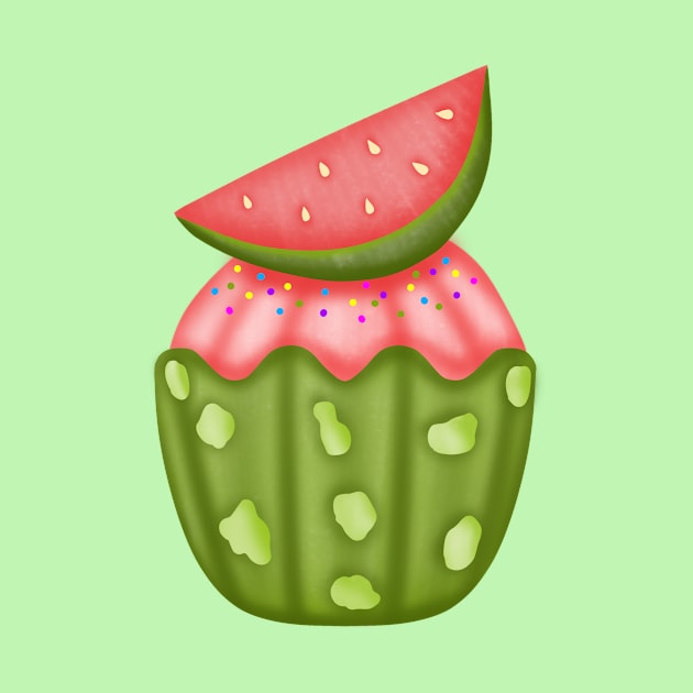 Cute watermelon cupcake 🧁. by Onanong art design shop.