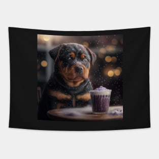 Rottweiler Puppy Snowy Art Tapestry