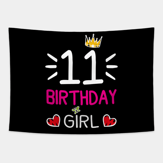 Kids 11th Birthday Girl Crown Princess Tapestry by printedartings