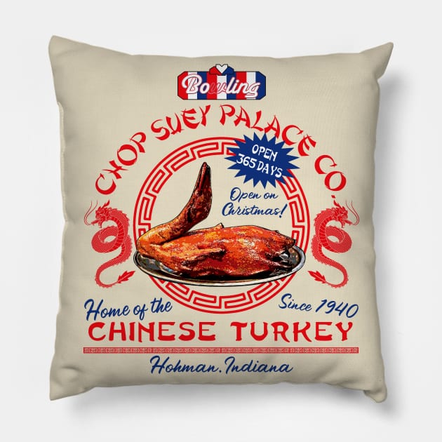 Bo'ling Chop Suey Palace Christmas Story Lts Pillow by Alema Art