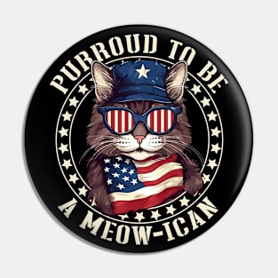 4th July Cat Lover, Purroud To Be A Meow-ican, American Cat Pin