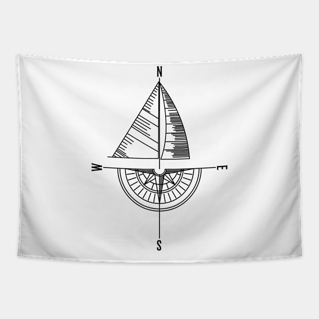 Sailor Gift Sailboat Compass Tapestry by Humbas Fun Shirts