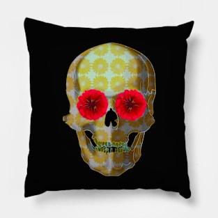 Golden floral skull Pillow