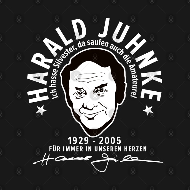 Harald Juhnke Portrait Logo - „Ich hasse Silvester“ Quote Design by Boogosh