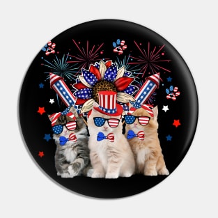 Three Cats Sunglasses American Flag 4th July Men Women Kids Pin