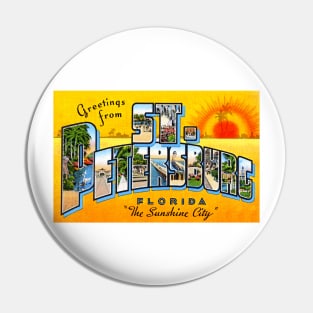 Greetings from St. Petersburg, Florida - Vintage Large Letter Postcard Pin