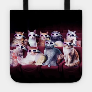 Cats With 3D Glasses Watching 3D Film Tote