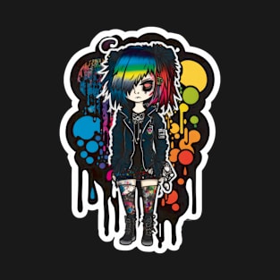 Strange cute Punk girl with cool hair red eyes T-Shirt