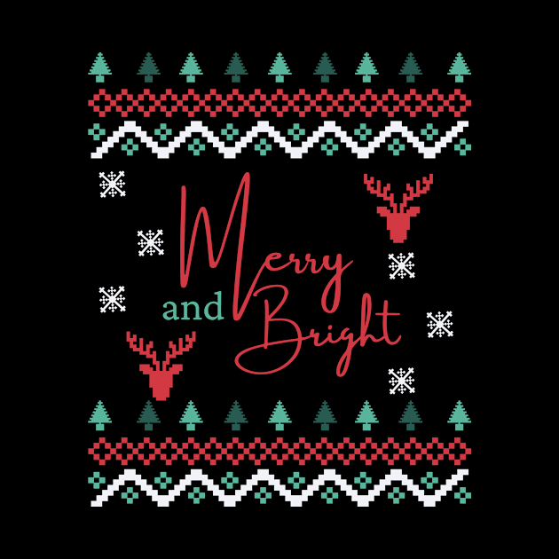 merry and bright ugly christmas sweater by the christmas shop