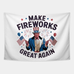 Make Fireworks Great Again Trump Glitter Happy 4th Of July Tapestry
