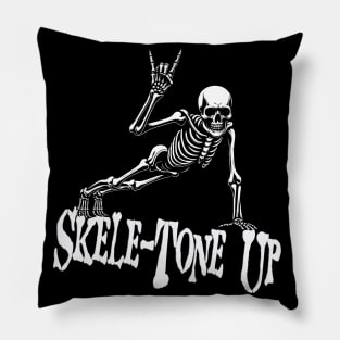 Funny Fitness Metalhead Skeleton Pillow