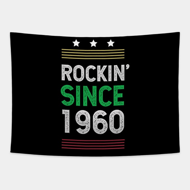 Gift for 60 Year Old: Classic Rock 1960 60th Birthday Tapestry by Diogo Calheiros