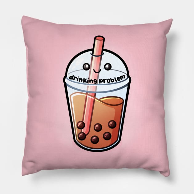 Drinking Problem | Boba Milk Tea Pillow by Sammy Doo