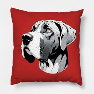 Stunning and Cool Great Dane Monochrome and Gold Portrait for Father's Day Pillow