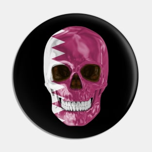 Qatar Flag Skull - Gift for Qatarian With Roots From Qatar Pin