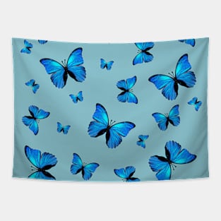 Blue butterflies print Tapestry