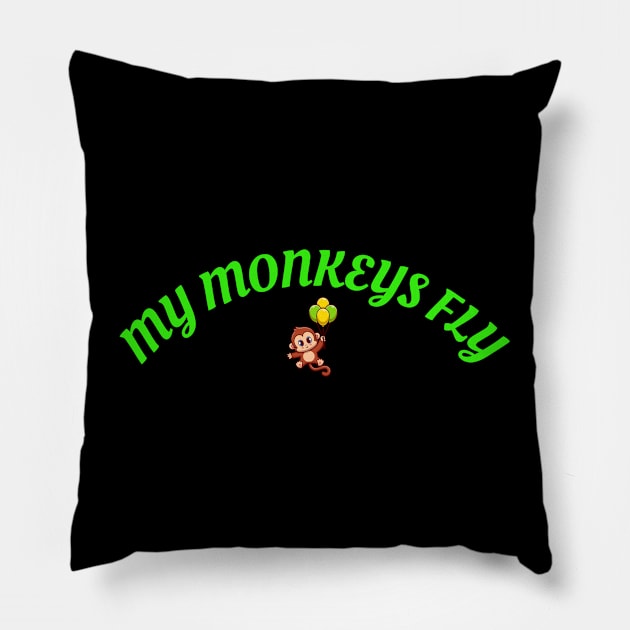 My Monkeys Fly Pillow by Spatski