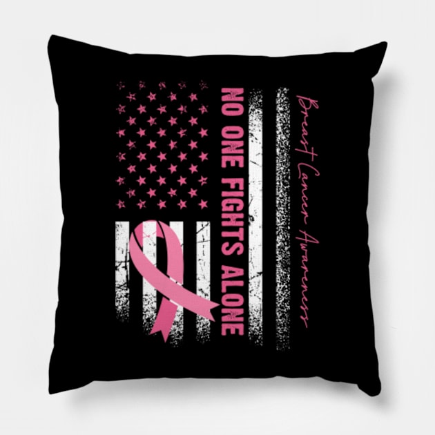 No One Fights Alone Breast Cancer Pillow by oyshopping