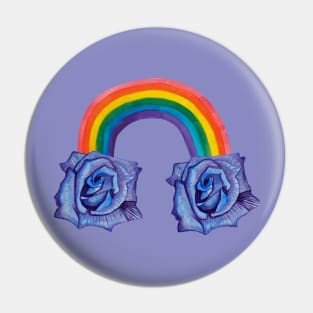 Violet rose with rainbow and clouds Pin