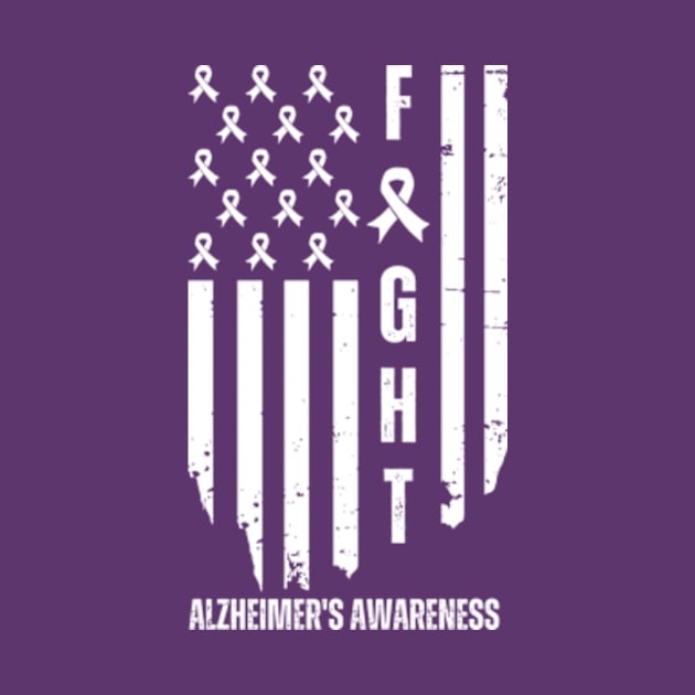 American Alzheimer's Awareness Fighter Dad Mom USA Flag by Davidsmith