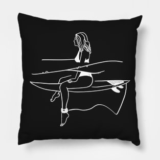 Surfer Girl Ilustration Pillow