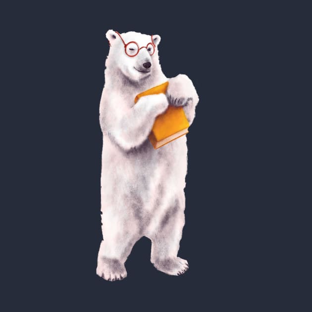 Smart Polar Bear Book Lover by Boriana Giormova