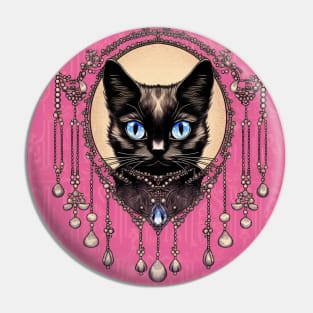 Black Cat Pink Theme Pin