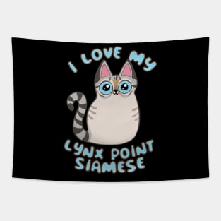 I Love My Lynx Point Siamese Cat Cute Kawaii Chibi Kitty Tapestry