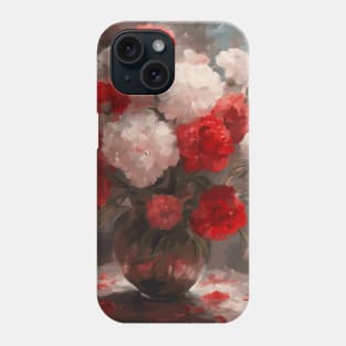 Red and White Carnations Modern Still Life Painting in a Glass Vase Phone Case