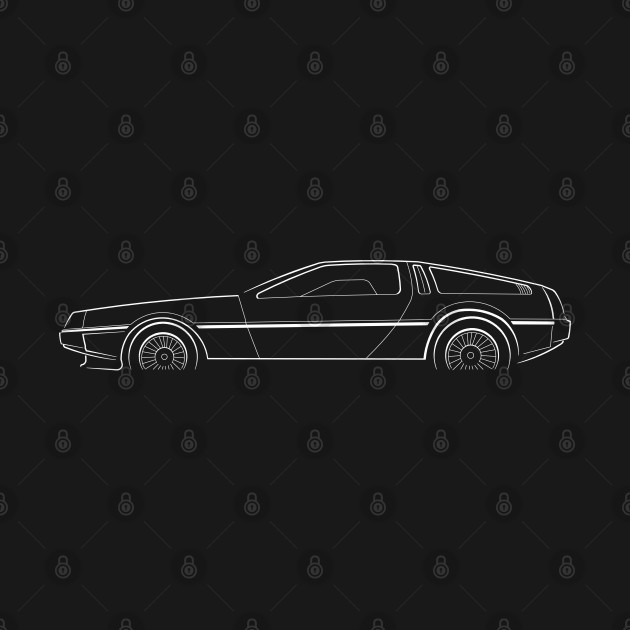 front/profile - DeLorean DMC-12 - stencil, white by mal_photography