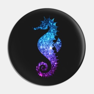 Teal and Purple Ombre Faux Glitter Seahorse Pin