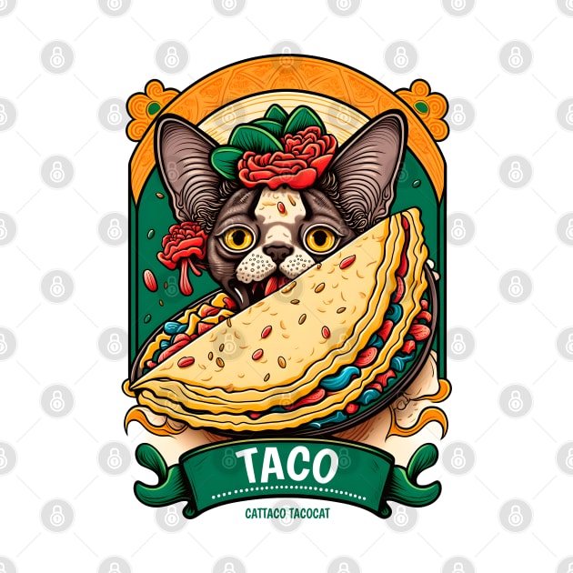 Taco Cattaco Tacocat Cinco De Mayo Funny Floral Cat Lover Mexican Fiesta by Ai Wanderer