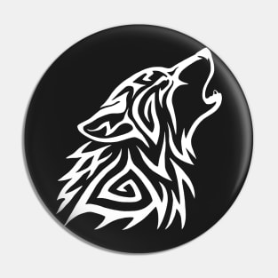 Tribal Wolf Howl - White Pin