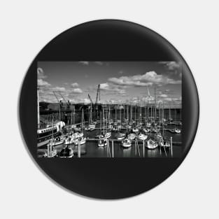 The Marina at South Harbour in Blyth, Northumberland - monochrome Pin