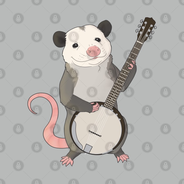 Possum playing the banjo by Mehu Art