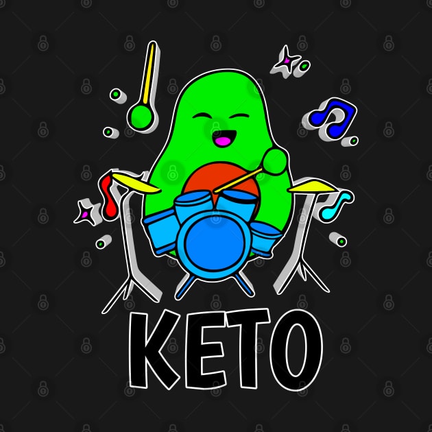 Keto - Funny Avocado Cute Clipart Veggies - Musical Beats Drummer by MaystarUniverse