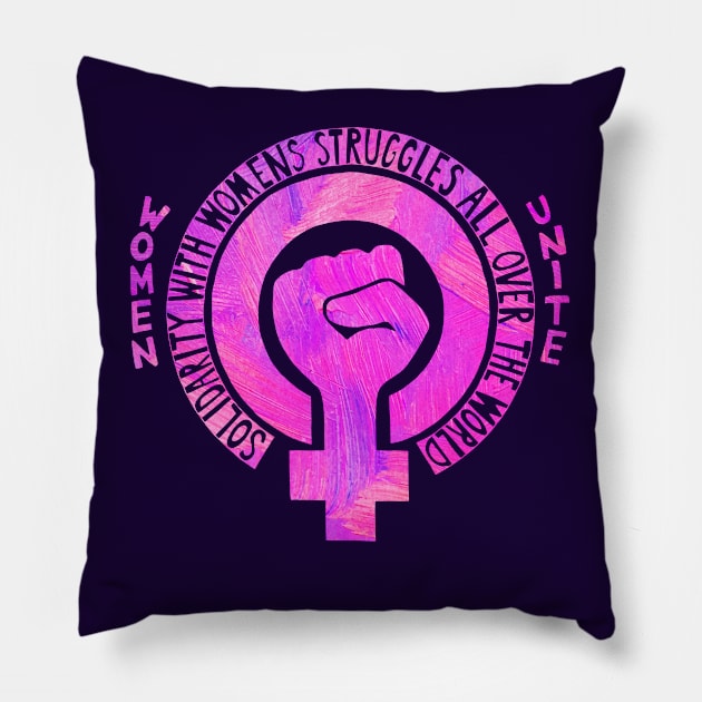 Women's Rights Pink Slogan Painting Pillow by katmargoli