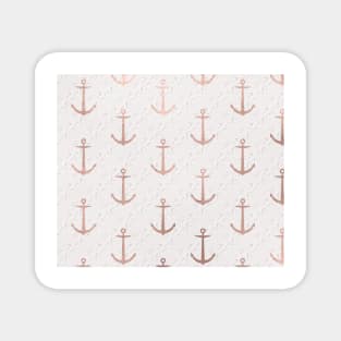 Marble & rose gold anchor design Magnet