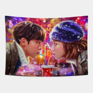 Winter love story Tapestry