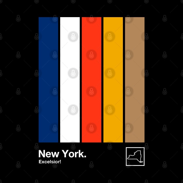 New York State Flag  // Original Minimalist Artwork Poster Design by DankFutura