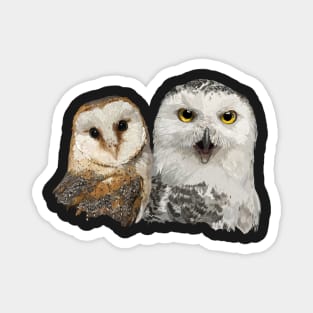 Snowy Owl and Barn Owl Magnet