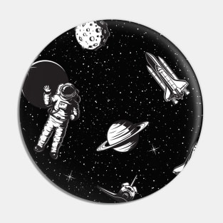 Space seamless pattern black and white Pin