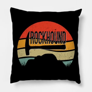 Rockhound Rock Pick Geology Hammer - Distressed Vintage Sunset Pillow