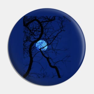 Bare Tree Branches and Full Moon Pin