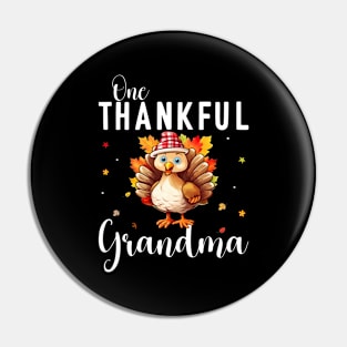 Watercolor Thanksgiving Turkey Nana One Thankful Grandma Pin