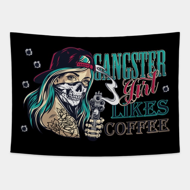 Gangster girl with gun with mask Tapestry by Muse