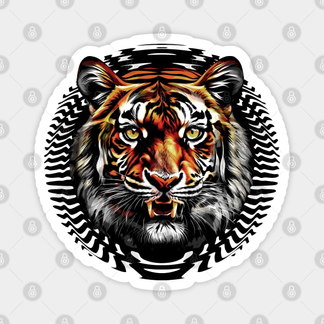 Tiger and tribal pattern Magnet by Wonder Of Nature