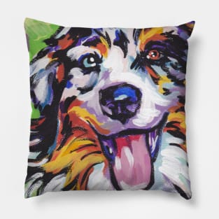 Australian shepherd Aussie Bright colorful Pop Art Pillow